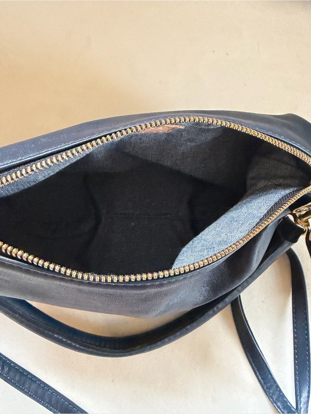 Clare V. Petit Moyen - Navy Nappa Leather Crossbody and Shoulder Bag - Picture 8 of 10